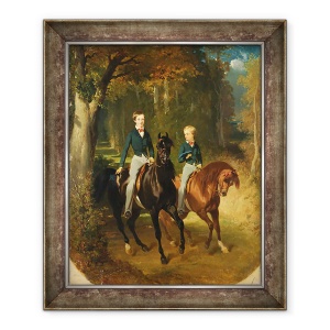 Tablou inramat - Alfred Dedreux - Louis-Philippe dOrleans 1838-94 Conte de Paris si fratele sau, Robert dOrleans 1840-1910 Duc de Chartres in Parc de Claremont, 70 x 85 cm