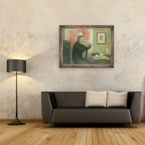 Tablou inramat - Alfred Mohrbutter - Pictorul Julius Wohlers in studioul sau, 70 x 90 cm - Img 2