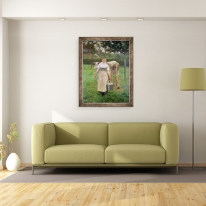 Tablou inramat - Alfred Roll - Manda Lametrie, servitoarea de la ferma, 60 x 80 cm - Img 2