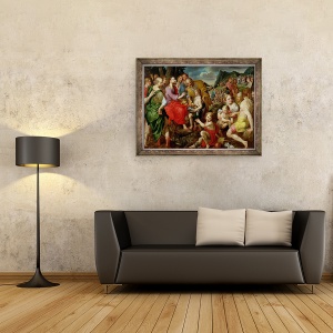 Tablou inramat - Ambrosius Francken the Elder - Hranirea celor Cinci Mii, 70 x 90 cm - Img 2