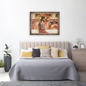 Tablou inramat - Andrea del Castagno - Cina cea de Taina, detaliu al Sfintilor Ioan si Petru, Hristos si Iuda, 70 x 90 cm - Img 3