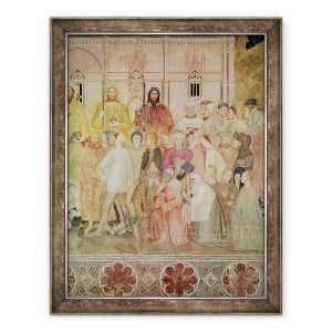 Tablou inramat - Andrea di Bonaiuto - Biserica Militant si Triumfant, detaliu al aripii drepte a autoritatilor laice cu Santa Maria del Fiore in fundal, 60 x 80 cm