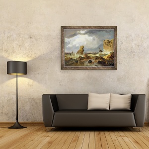 Tablou inramat - Andreas Achenbach - Surf pe o coasta stancoasa, 70 x 90 cm - Img 2