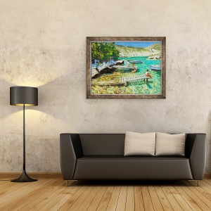 Tablou inramat - Andrew Macara - Pescuit de la debarcader, Milos, Grecia, 60 x 80 cm - Img 2