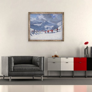 Tablou inramat - Andrew Macara - scoala de schi, Tignes, 50 x 60 cm - Img 2