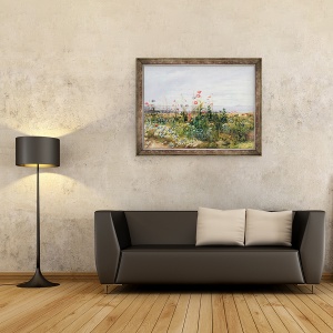Tablou inramat - Andrew Nicholl - Flori salbatice cu vedere spre Dunleary Dublin, 70 x 90 cm - Img 2