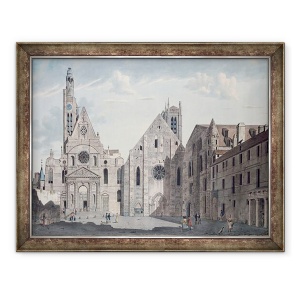 Tablou inramat - Angelo Garbizza - Fatadele Bisericilor Sfantului Genevieve si Sfantul Etienne du Mont, Paris, 60 x 80 cm