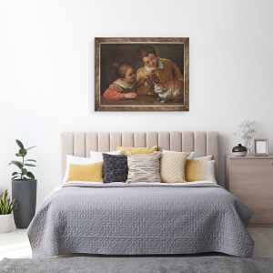 Tablou inramat - Annibale Carracci - Doi Copii tachineaza o pisica, 70 x 90 cm - Img 3