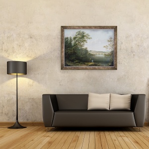 Tablou inramat - Anonymous - Peisaj englezesc cu pescari, 70 x 90 cm - Img 2