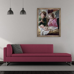 Tablou inramat - Antoine and Louis Le Nain - Adorarea Pastorilor, ingerilor si Copilului, 50 x 60 cm - Img 2