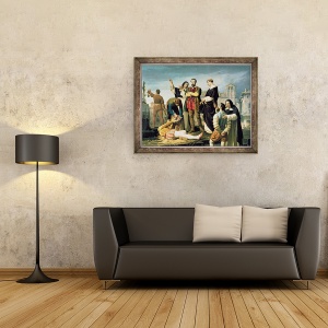 Tablou inramat - Antonio Gisbert - Comuneros, Juan de Padilla 1490-1521 Juan Bravo si Francisco Maldonado la schela, 70 x 90 cm - Img 2