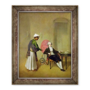 Tablou inramat - Arthur Devis - Un domn, posibil William Hickey, si servitorul sau indian, 50 x 60 cm