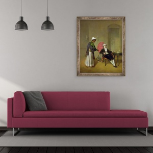 Tablou inramat - Arthur Devis - Un domn, posibil William Hickey, si servitorul sau indian, 50 x 60 cm - Img 2