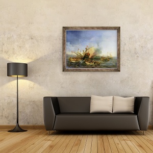 Tablou inramat - Auguste Etienne Francois Mayer - Naval Battle of Episkopi in 1323, 70 x 90 cm - Img 2