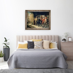 Tablou inramat - Augusto Ferran - Antonio Perez 1540-1611 eliberat din inchisoare de rebeli in 1591, 60 x 80 cm - Img 3