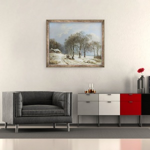 Tablou inramat - Barend Cornelis Koekkoek - Peisaj iarna, 50 x 60 cm - Img 2