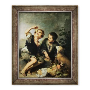 Tablou inramat - Bartolome Esteban Murillo - Copii mananca o placinta, 70 x 85 cm