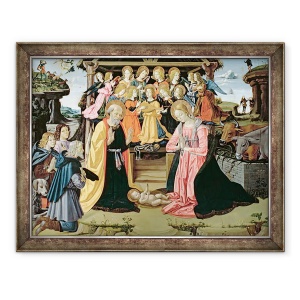 Tablou inramat - Bartolomeo Caporali - Adorarea Pastorilor, 60 x 80 cm