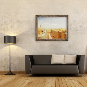 Tablou inramat - Benjamin Williams Leader - Canal in constructie, posibil Canalul Bude, 70 x 90 cm - Img 2