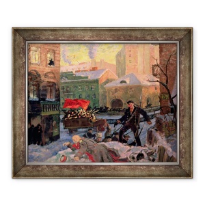 Tablou inramat - Boris Mikhailovich Kustodiev - Octombrie 1917 in Petrograd, 50 x 60 cm