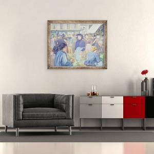 Tablou inramat - Camille Pissarro - Le Marche de Gisors, 50 x 60 cm - Img 2
