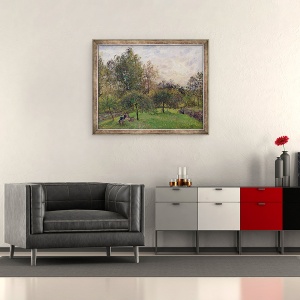 Tablou inramat - Camille Pissarro - Meri si plopi la apusul soarelui, 50 x 60 cm - Img 2
