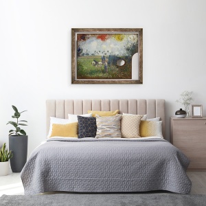 Tablou inramat - Camille Pissarro - Paleta artistului cu un peisaj, 60 x 80 cm - Img 3