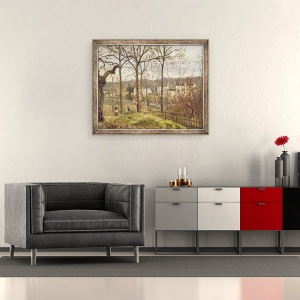 Tablou inramat - Camille Pissarro - Peisaj de iarna la Louveciennes, 50 x 60 cm - Img 2