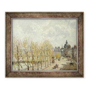 Tablou inramat - Camille Pissarro - Quay Malaquais in dimineata, Vremea insorita, 50 x 60 cm