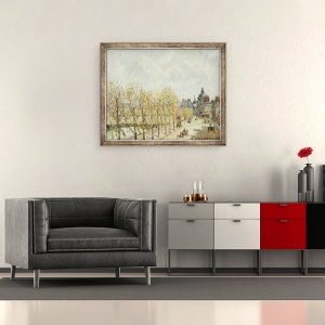 Tablou inramat - Camille Pissarro - Quay Malaquais in dimineata, Vremea insorita, 50 x 60 cm - Img 2