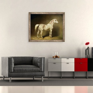 Tablou inramat - Carl Constantin Steffeck - Beatrice, calul alb arab al lui Helmuth Graf von Moltke, 50 x 60 cm - Img 2