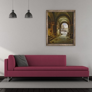 Tablou inramat - Carl Georg Adolph Hasenpflug - Poarta Manastirii iarna, 50 x 60 cm - Img 2