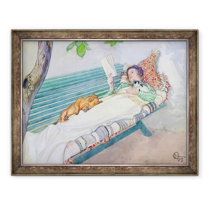 Tablou inramat - Carl Larsson - Femeie situata pe o banca, 60 x 80 cm