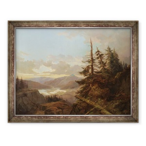 Tablou inramat - Carl XV - Peisajul norvegian in lumina diminetii timpurii, 70 x 90 cm