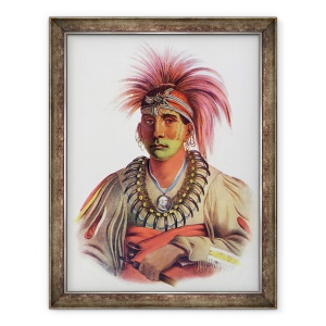 Tablou inramat - Charles Bird King - Nowaykesugga, un Otto, ilustratie din Triburile indiene din America de Nord, vol.3, de Thomas L. McKenney si James Hall, 60 x 80 cm