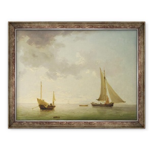Tablou inramat - Charles Brooking - Un Lugger si un Smack in aer de lumina, 60 x 80 cm