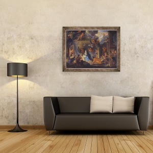 Tablou inramat - Charles Le Brun - Adorarea Pastorilor II, 70 x 90 cm - Img 2