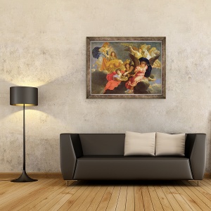 Tablou inramat - Charles Le Brun - Apoteoza regelui Ludovic al XIV-lea al Frantei, 70 x 90 cm - Img 2