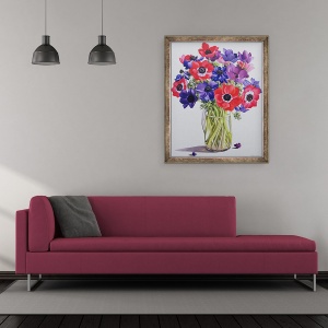 Tablou inramat - Christopher Ryland - Anemone intr-o cana de sticla, 50 x 60 cm - Img 2