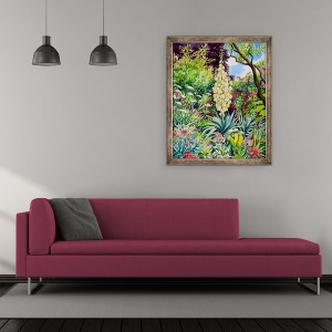 Tablou inramat - Christopher Ryland - Gradina cu Yucca inflorire, 50 x 60 cm - Img 2