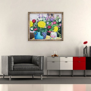 Tablou inramat - Christopher Ryland - Interior cu Asters, 50 x 60 cm - Img 2