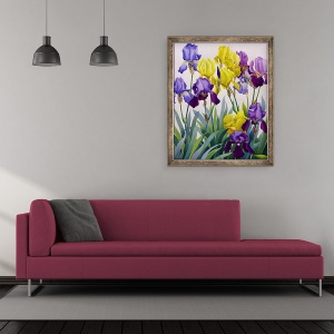 Tablou inramat - Christopher Ryland - Irisuri galbene si mov, 50 x 60 cm - Img 2