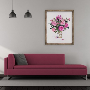 Tablou inramat - Christopher Ryland - Trandafiri intr-un borcan de sticla, 70 x 85 cm - Img 2