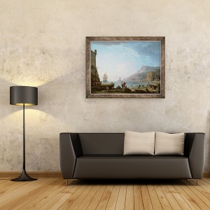 Tablou inramat - Claude Joseph Vernet - Scena de dimineata intr-un golf, 70 x 90 cm - Img 2