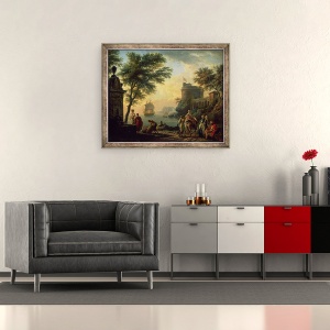 Tablou inramat - Claude Joseph Vernet - Seaport, 50 x 60 cm - Img 2