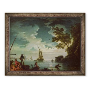Tablou inramat - Claude Joseph Vernet - Seascape, Lumina lunii, 70 x 90 cm