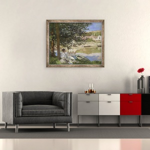 Tablou inramat - Claude Monet - Pe malul Senei, Bennecourt, 50 x 60 cm - Img 2