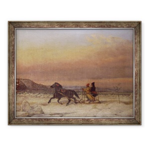 Tablou inramat - Cornelius Krieghoff - Sanie in zapada, 60 x 80 cm