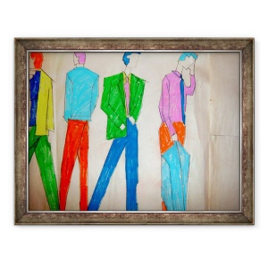 Tablou inramat - Daisy de Villeneuve - 4 Baieti in costume, 70 x 90 cm