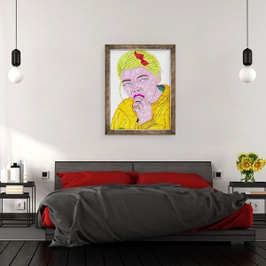 Tablou inramat - Daisy de Villeneuve - Buze roz Fata Blonda, 60 x 80 cm - Img 3